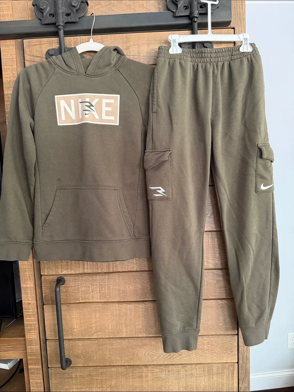 Nike 3 Kids Olive Green Hoodie & Cargo Joggers